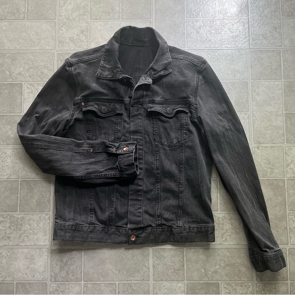Dark Grey Denim Jean Jacket Women’s Large H&m Trucker